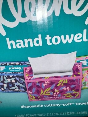 Kleenex Disposable Paper Hand Towels 6 Boxes, 60 Tissues per Box 360 Total